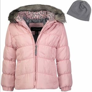 **NWT** GIRL’S HOODED PUFFER JACKET W/HAT-SZ 6X